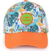 Milk&moo Jungle Friends 4-6 Yaş Erkek Çocuk Şapkası – Turuncu Siperlikli, Nakış Aplikeli, Ayarlanabilir Yazlık Model - 4 - 6 Yaş - Desenli