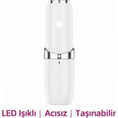 Mini Epilasyon Aleti – LED Destekli, Pilli, Yüz ve Vücut Tüy Temizleme Cihazı Unisex Epilatör - Beyaz