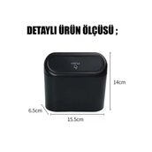 Mini Oto Çöp Kovası Abs Plastik Siyah