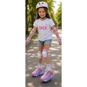 Minibonito Beyaz Renkli Işıklı Kaykaylı Çocuk Ayakkabı - Klasik Paten ve Çift Tekerlek ile Rahat Kullanım - Pudra Pembe - 34