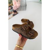 Miniğimin Cicileri Mantar Tabanlı Unisex Çocuk Terliği - Leopar