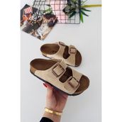 Miniğimin Cicileri Mantar Tabanlı Unisex Çocuk Terliği - Sütlü Kahve