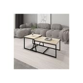 Minimal 2'Li Orta Sehpa Traverten, Bej