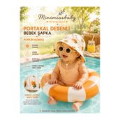 Minimissbaby Portakal Desenli Poplin Kumaş Kız Bebek Çocuk Şapka