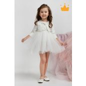 Minimony 6-24 Ay Mine Desen Ceketli Kiz Bebek Cocuk Bayramlik Abiye Gelinlik Elbise Takim 1013