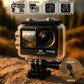 Mioji Action 12X 4K 60FPS 20MP Çift Ekran 170° Aksiyon Kamerası - Siyah
