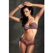Miorre Push-Up Dolgulu Straplez Leopar Desenli Sütyen Takım