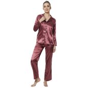 miorre Uzun Kol Kadın Pijama Takım Saten Yeni Sezon,Eflatun S/M