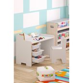 Miracle 3D Çocuk Oyun Aktivite Masası 90X45 cm 3 Sepetli Çocuk Çalışma Masası Sırt Dayamalı Sandalye - Beyaz