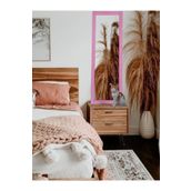 MİRRORSS Pembe Ahşap Çerçeveli Duvar Ayna Pembe121x37 Hol