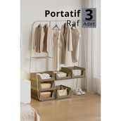 Mithra Life 3 Lü Kayar Raf Organizer – Bej Rengi Dolap İçi Kıyafet, Aksesuar Düzenleyici Mıt1259