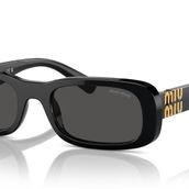 Miu Miu 08ZS 1AB5S0 53 Dikdörtgen Siyah Kemik Kadın Güneş Gözlüğü