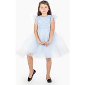 Mnk Baby & Kids Roza Dantel Tütü Kız Çocuk Abiye Elbise MNK0546 - Bebe Mavi - 4 Yaş - Bebe Mavisi