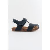 mnpc Unisex Çocuk Lacivert Deri Ortopedik Destekli Çocuk Sandalet