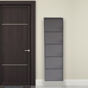Mobilyapratik Antrasit Kilitli Metal Ayakkabılık Mac5 - 5 Kapaklı - 50X15x169 H