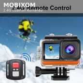 Mobixom 4K 60FPS Aksiyon Kamera | 16MP, Wifi, 6 Eksen Eıs, 30M Su Geçirmez, Çift Ekran, Uzaktan Kumanda - Siyah