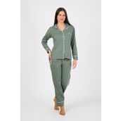 Moda Çizgi 2775 Yeşil Penye Uzun Kol Kadın Pijama Takımı