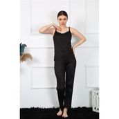 Moda Çizgi 4136 Siyah İp Askılı Kadın Pijama Takımı
