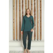 Moda Çizgi 4146 Yeşil Penye Uzun Kol Kadın Pijama Takımı