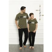 Moda Çizgi 50102 Baba Oğul Haki Aile Pijama Takım