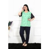 Moda Çizgi 75004 Yeşil Büyük Beden Kısa Kol Kadın Pijama Takımı