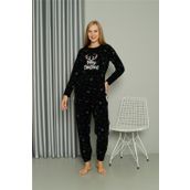 Moda Çizgi 8514 Siyah Welsoft Polar Kadın Pijama Takımı