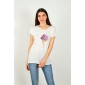 ModaHep Beyaz Baskılı Kadın T-Shirt