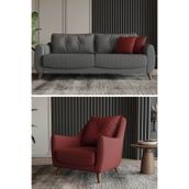 Modalife Olivya 3+1 Salon&Oturma Odası Koltuk Takımı - Gri&Kırmızı