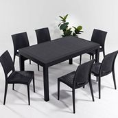 Modalife Rattan Large Atrasit 6 Kolsuz Sandalye 1 Dikdörtgen Masa Takımı