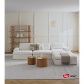 Mode Siesta Pro Kuş Tüyü Köşe Koltuk Takımı 4 Modül 01 Kırık Beyaz Keten Kumaş Işbir Sünger(Dairenize Teslim)