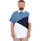 Mode XL 25313 Mavi Polo Yaka Parçalı Erkek T-shirt