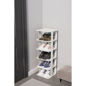Modern 5 Katlı Ayakkabılık, Portatif Ayakkabı Rafı, Kolay Kurulum, 76x24.5x27.5 cm, 6 Raf ve Destek Parçaları ile (BEYAZ)
