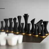Modern Minimalist Tasarım Satranç Taşları Seti 3d Baskı Pla Malzeme Tam İki Takım