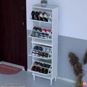 Modilayn Umay' 2 Li Kapı Önü 52X 168 X26 Cm’ Lik 4 Düşer Kapak 8 Göz Bölmeli Ayakkabılık