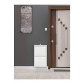 Moemi 2 Kapaklı Raflı Ayakkabılık Beyaz Metal Ayakkabılık