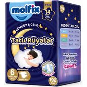 Molfix Tatlı Rüyalar No:6 XLarge 192 Adet Bebek Bezi