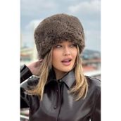 mollycrush Kışlık Peluş Kahve Suni Kürk Kalpak Şapka, Standart, MollyKlpk, Kahverengi, Kadın