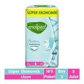 Molped Süper Uzun 18x5 90 Adet Ekonomik Antibakteriyel Ped