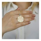 Mona Roza Altın Kaplama Yaşam Çiçeği ve Nazar Tasarımlı 925 Ayar Kadın Gümüş Kolye