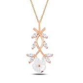 Mona Roza Baget Taşlı Manolya Çiçeği Gümüş Kolye Rose