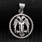 Mona Roza Çift Başlı Selçuklu Kartalı Motifli 925 Ayar Gümüş Kolye Ucu