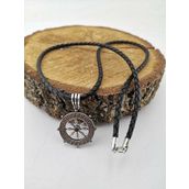 Mona Roza Gemi Dümeni Deri İpli Gümüş Kolye