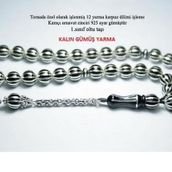 Mona Roza Gümüş 1 Sınıf Kalın 12 Yarma Gümüş El İşçiliği Erzurum Oltu Taşı Tesbih