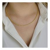 Mona Roza Gümüş Altın Kaplama 3 mm 925 Ayar Gümüş Halat Zincir 54 cm Kolye