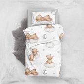 Monohome Sleeping Teddy Bear 3D Pamuk Saten Bebek Nevresim Takım