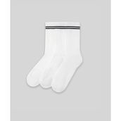 Monsieur CUN101-001 Beyaz Chaussette Çizgili Unicolor Havlu 3'lü Erkek Çorap