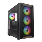 MONTECH XR ahşap ön yüz gerçek ceviz siyah, ATX PC oyun gövdesi, cam yan panel, 4 önceden yüklenmiş GF120 ARGB PWM fan, siyah