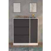 Moonlife Dolaplı Ayakkabılık Antrasit Gri Milano 3 Kapaklı Kayar Raflı