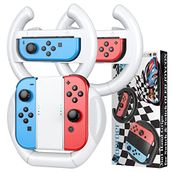 Mooroer Grip Direksiyon Simidi, Nintendo Anahtarı/Anahtarı ile Uyumlu OLED Joy-Con Yarış Direksiyon Anahtarı/OLED Kontrol Kolu Kılıfı Kiti, Mario Kart 8 Deluxe için, Beyaz