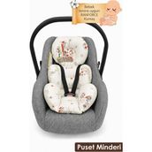 mordesign Ortopedik Bebek Puset Minderi Pamuklu Kumaş Animal Serisi Krem Rengi Konforlu Destek - 0 - 13 kg